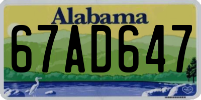 AL license plate 67AD647