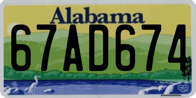 AL license plate 67AD674