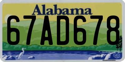 AL license plate 67AD678