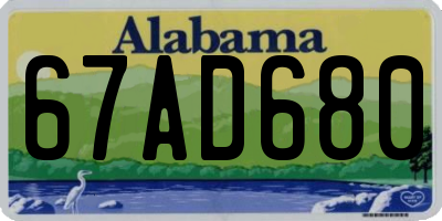 AL license plate 67AD680