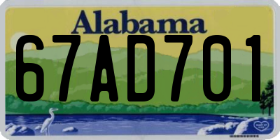 AL license plate 67AD701