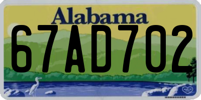 AL license plate 67AD702
