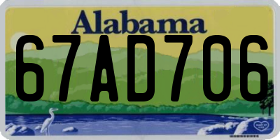 AL license plate 67AD706
