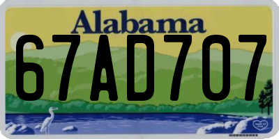 AL license plate 67AD707