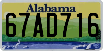 AL license plate 67AD716