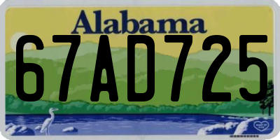 AL license plate 67AD725