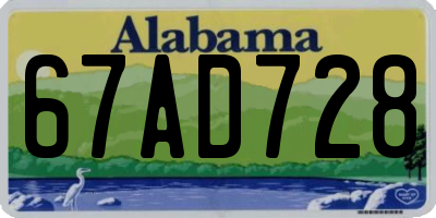 AL license plate 67AD728