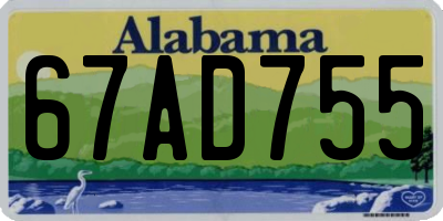 AL license plate 67AD755