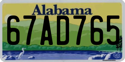 AL license plate 67AD765