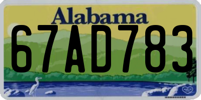 AL license plate 67AD783