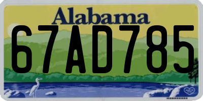 AL license plate 67AD785