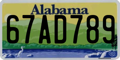 AL license plate 67AD789