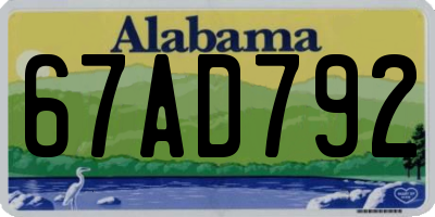 AL license plate 67AD792