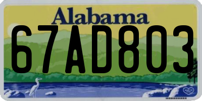 AL license plate 67AD803