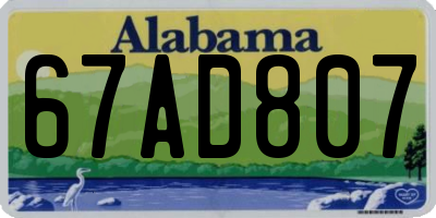 AL license plate 67AD807
