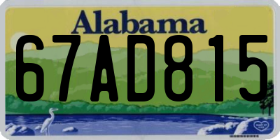 AL license plate 67AD815