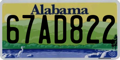 AL license plate 67AD822