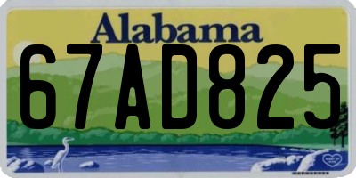 AL license plate 67AD825