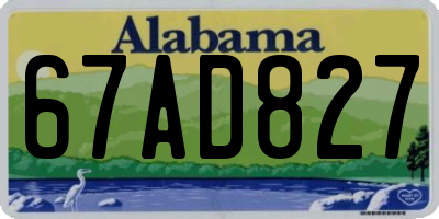 AL license plate 67AD827