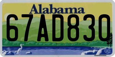 AL license plate 67AD830