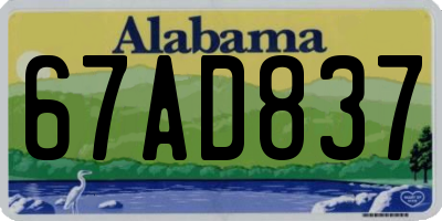 AL license plate 67AD837