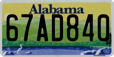 AL license plate 67AD840