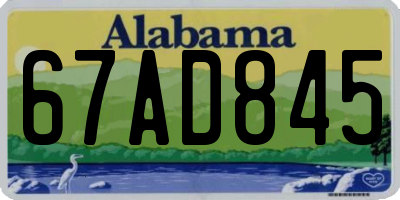 AL license plate 67AD845