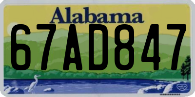 AL license plate 67AD847