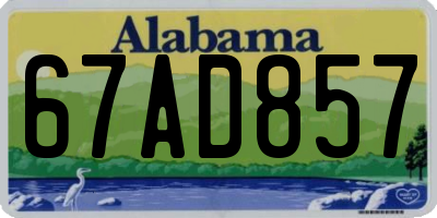 AL license plate 67AD857