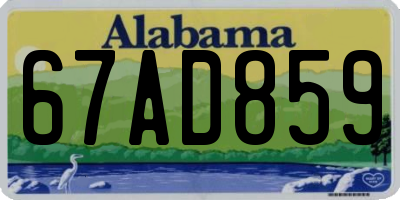 AL license plate 67AD859
