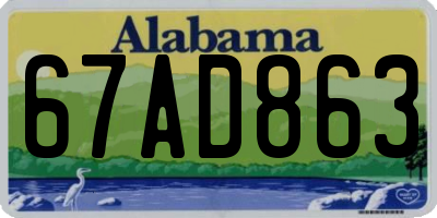 AL license plate 67AD863