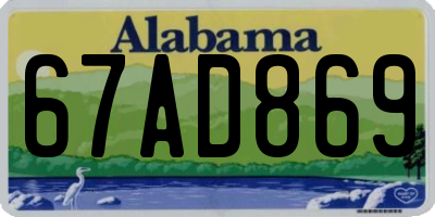 AL license plate 67AD869