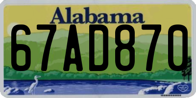 AL license plate 67AD870