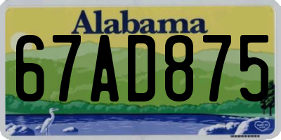 AL license plate 67AD875
