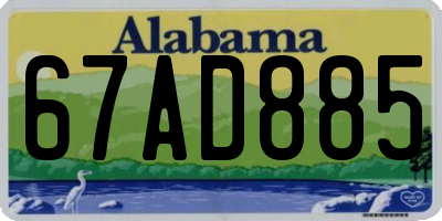 AL license plate 67AD885