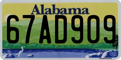 AL license plate 67AD909