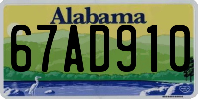 AL license plate 67AD910