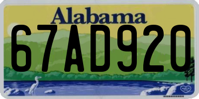 AL license plate 67AD920