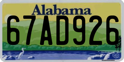 AL license plate 67AD926