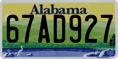 AL license plate 67AD927