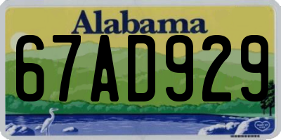 AL license plate 67AD929