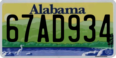 AL license plate 67AD934
