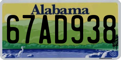 AL license plate 67AD938