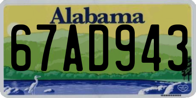 AL license plate 67AD943