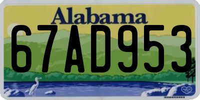 AL license plate 67AD953