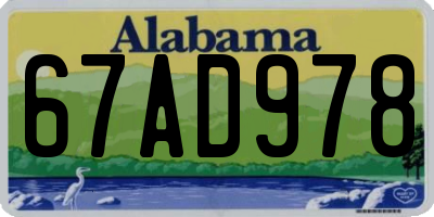 AL license plate 67AD978