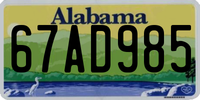 AL license plate 67AD985