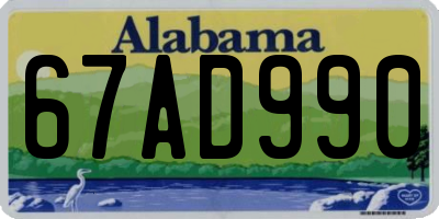 AL license plate 67AD990