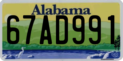 AL license plate 67AD991