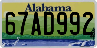 AL license plate 67AD992